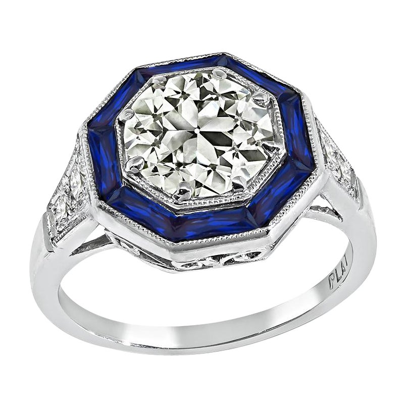 1.75ct Diamond Sapphire Engagement Ring