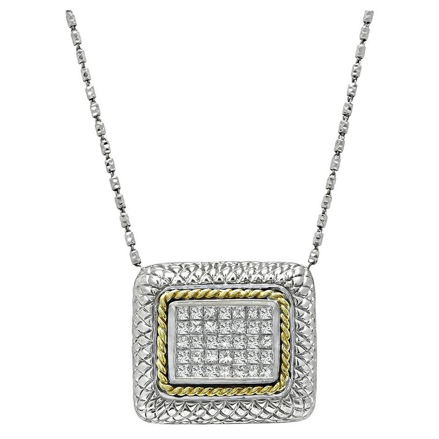 1.75ct Diamond Two Tone Gold Pendant Necklace