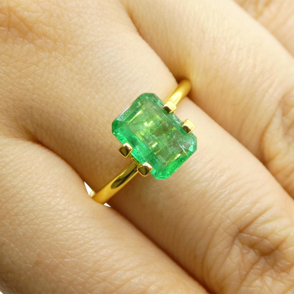 Description:

Gem Type: Emerald
Number of Stones: 1
Weight: 1.75 cts
Measurements: 8.79 x 6.76 x 3.44 mm
Shape: Emerald Cut
Cutting Style Crown: Brilliant Cut
Cutting Style Pavilion: Step Cut
Transparency: Transparent
Clarity: Slightly Included: