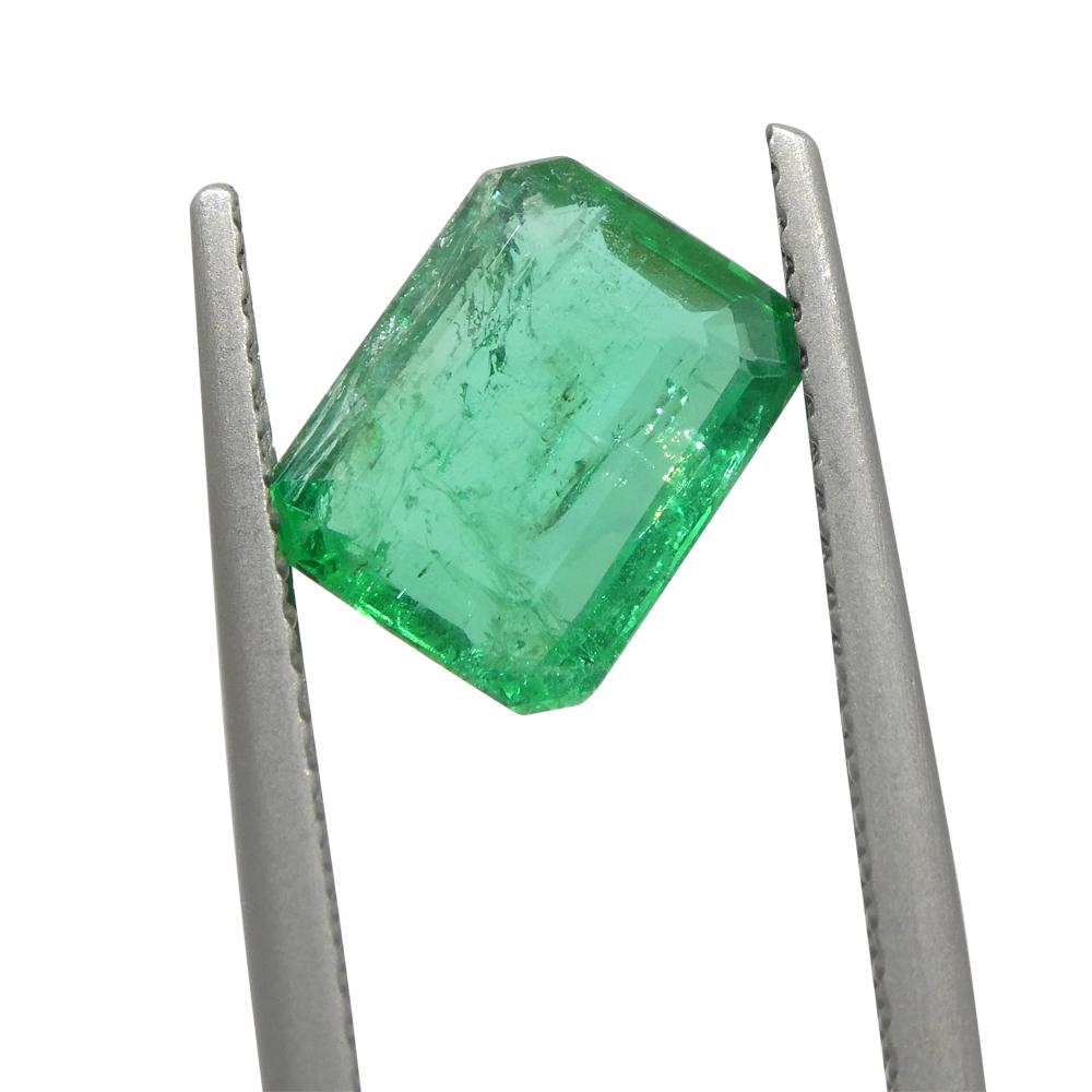 Brilliant Cut 1.75ct Emerald Cut Green Emerald from Zambia For Sale