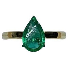 1.75ct Emerald Pear Shaped Solitaire Engagement Ring In 18ct Yellow Gold