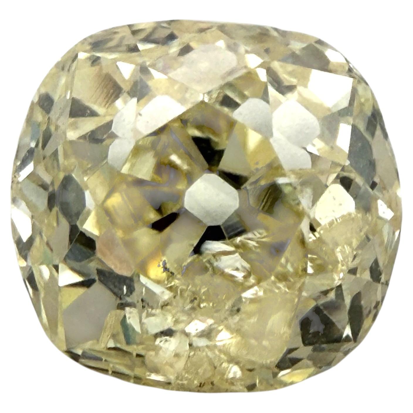 1.75CT Fancy Yellow Old Miner Cut Diamond Loose Natural I2 Antique Cushion For Sale