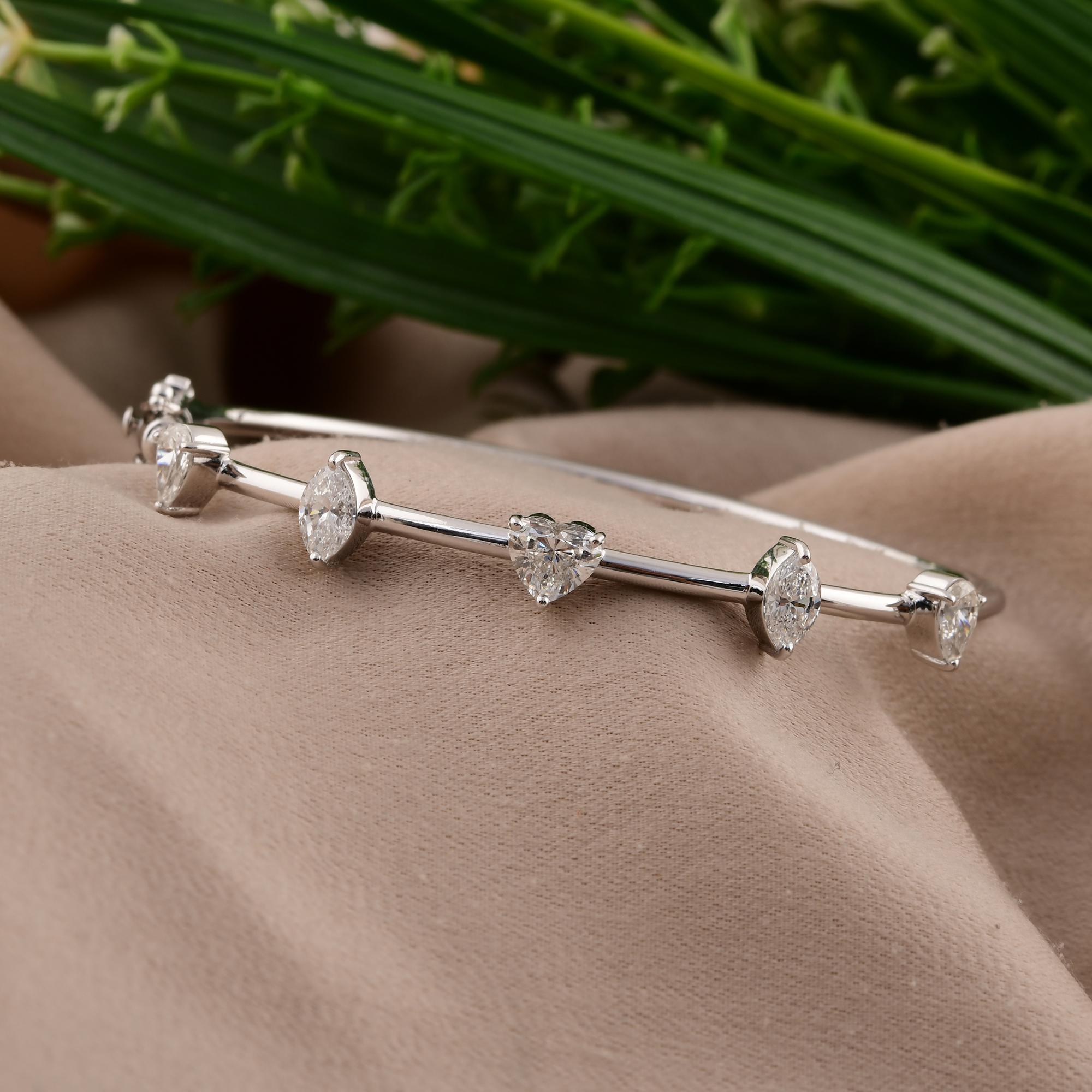 Pulsera de oro blanco de 18 quilates con varios diamantes naturales de 1,75 ct H/SI Regalo de Año Nuevo Corte mixto en venta