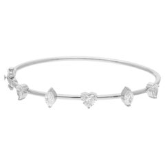 1.75Ct H/SI Natural Multi Diamond Bangle 18K White Gold Bracelet New Year Gift