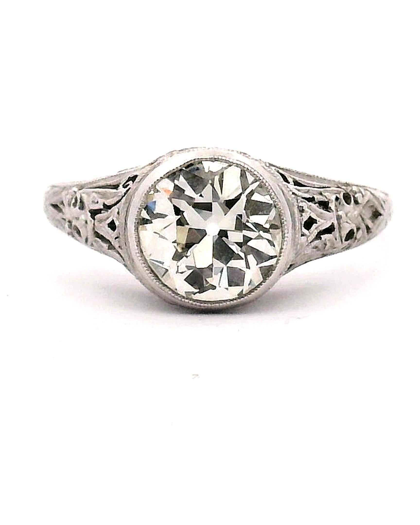 1.75ct. Lady's Diamond Filigree Engagement Ring For Sale 1