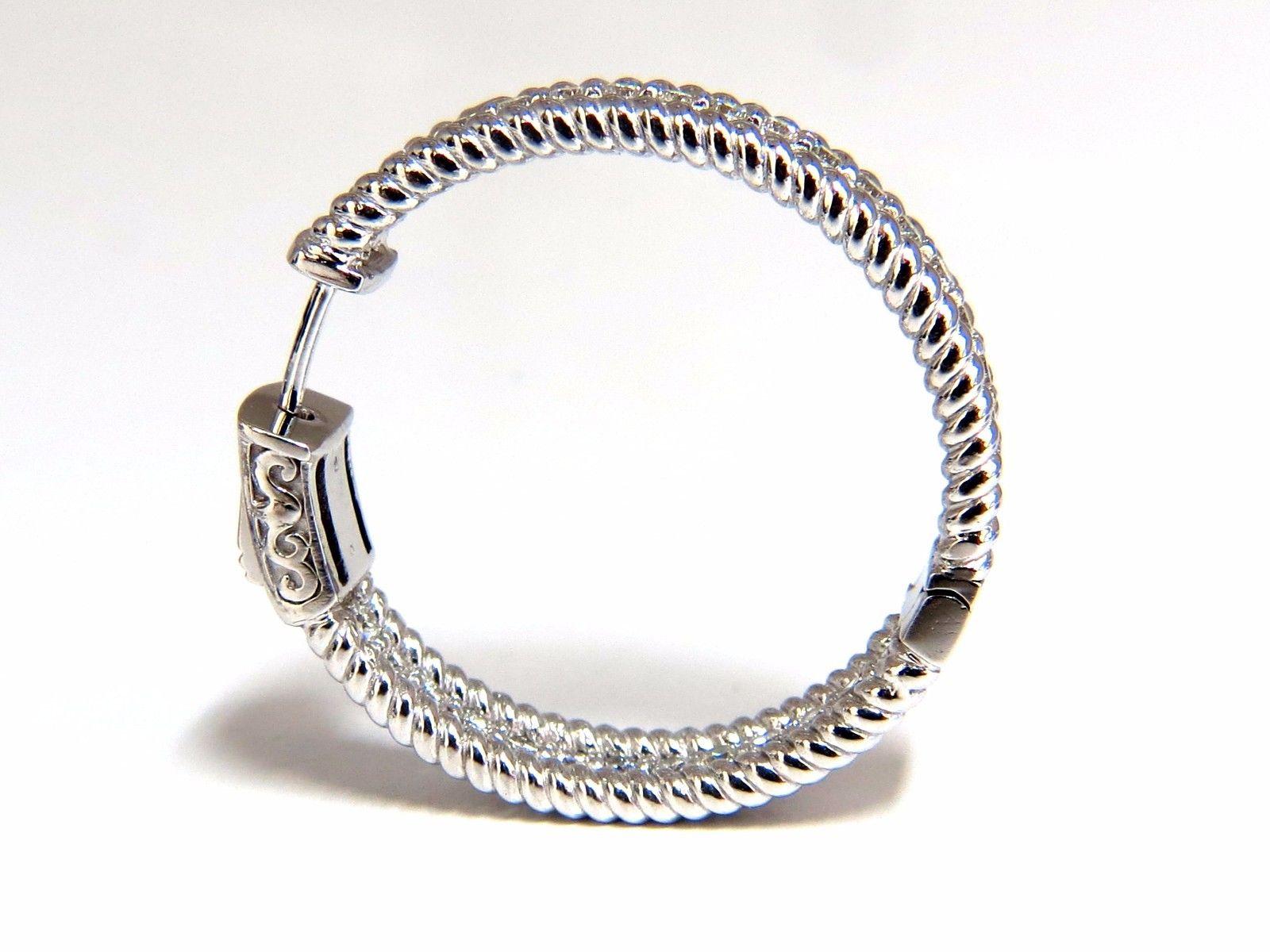 Boucles d'oreilles en diamants naturels 1,75 carat 14 carats g/vs Barley Rope Twist 3D & Button Unisexe en vente
