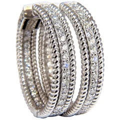 1.75ct natural diamond hoop earrings 14kt g/vs Barley Rope Twist 3D & Button*