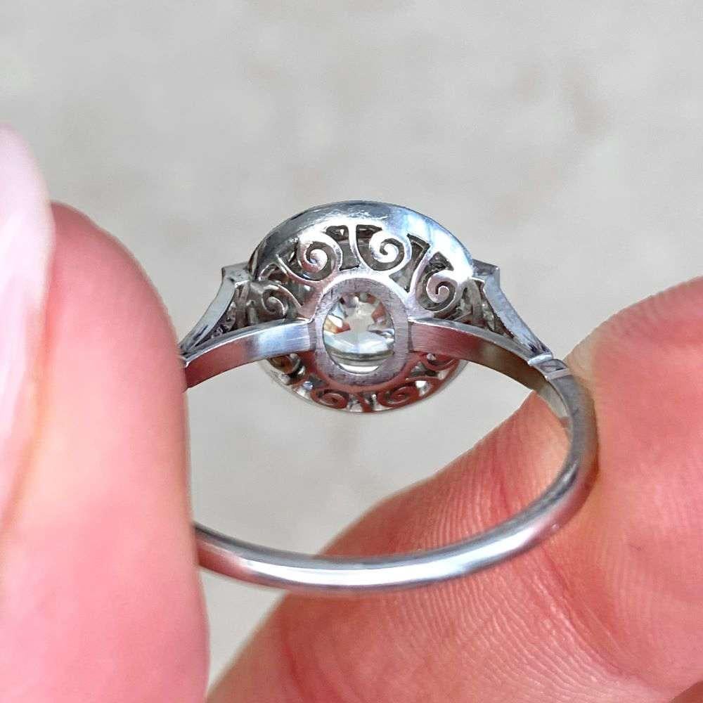 1.75ct Old Euro-cut Diamond Engagement Ring, VS1 Clarity, Diamond Halo, Platinum For Sale 5