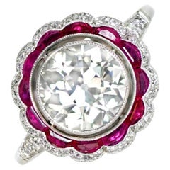 Diamantring mit doppeltem Halo aus Platin im alteuropäischen Schliff ( ca. 1,70 Karat)