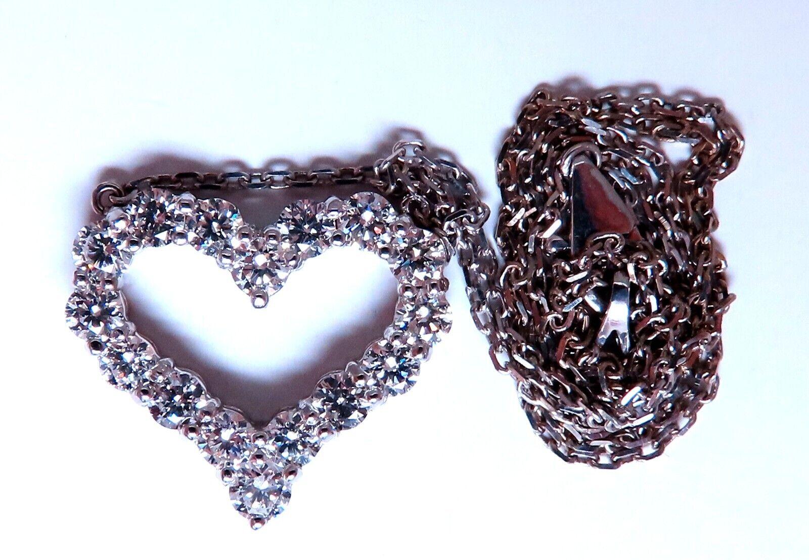 1.75ct Open Heart Natural diamonds necklace 14 karat G/VS For Sale 1