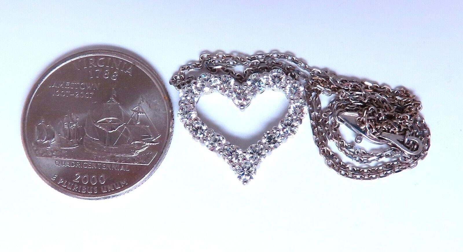 1.75ct Open Heart Natural diamonds necklace 14 karat G/VS For Sale 2