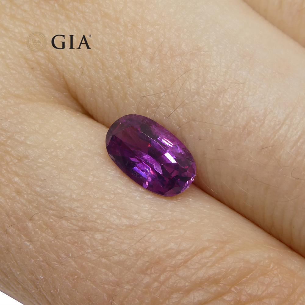1.75 Carat Oval Pink-Purple Sapphire GIA Certified Pakistan / Kashmir For Sale 2