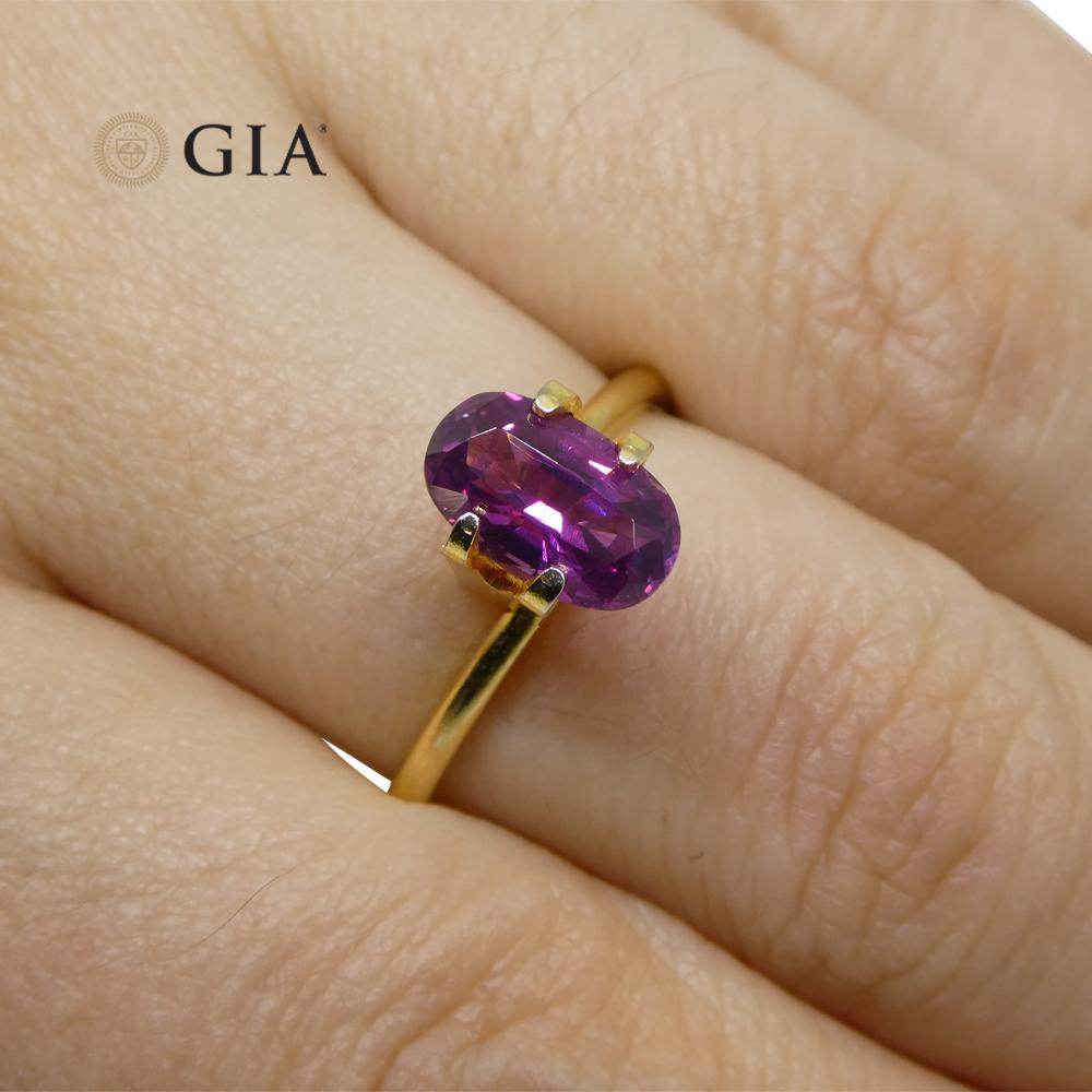 1.75 Carat Oval Pink-Purple Sapphire GIA Certified Pakistan / Kashmir For Sale 3