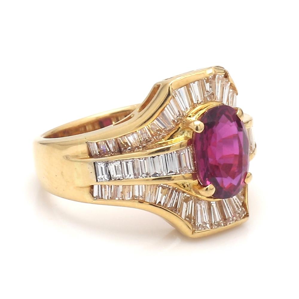 1.75ct Oval Ruby and Diamond Ring by Carl K. Gumpert Inc. Sz. 6.5 In Good Condition For Sale In Scottsdale, AZ