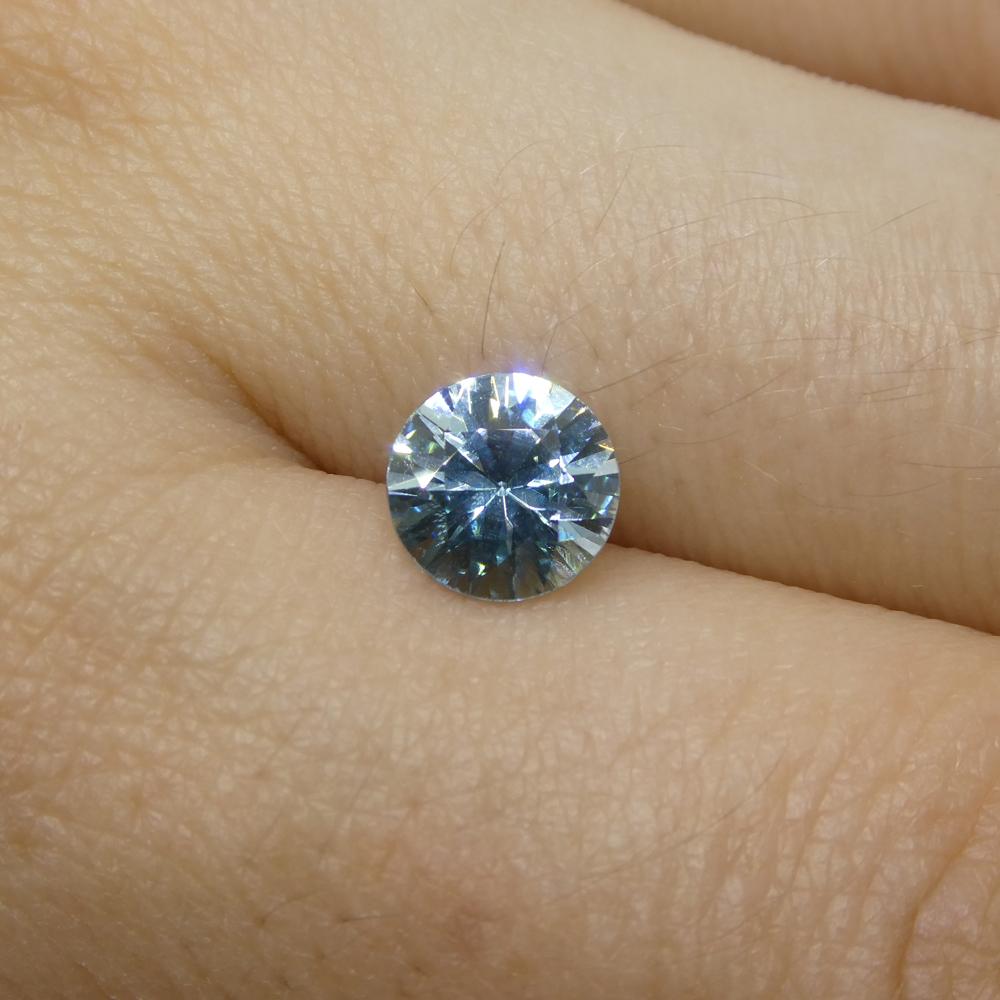 1.75ct Round Diamond Cut Blue Zircon from Cambodia For Sale 6