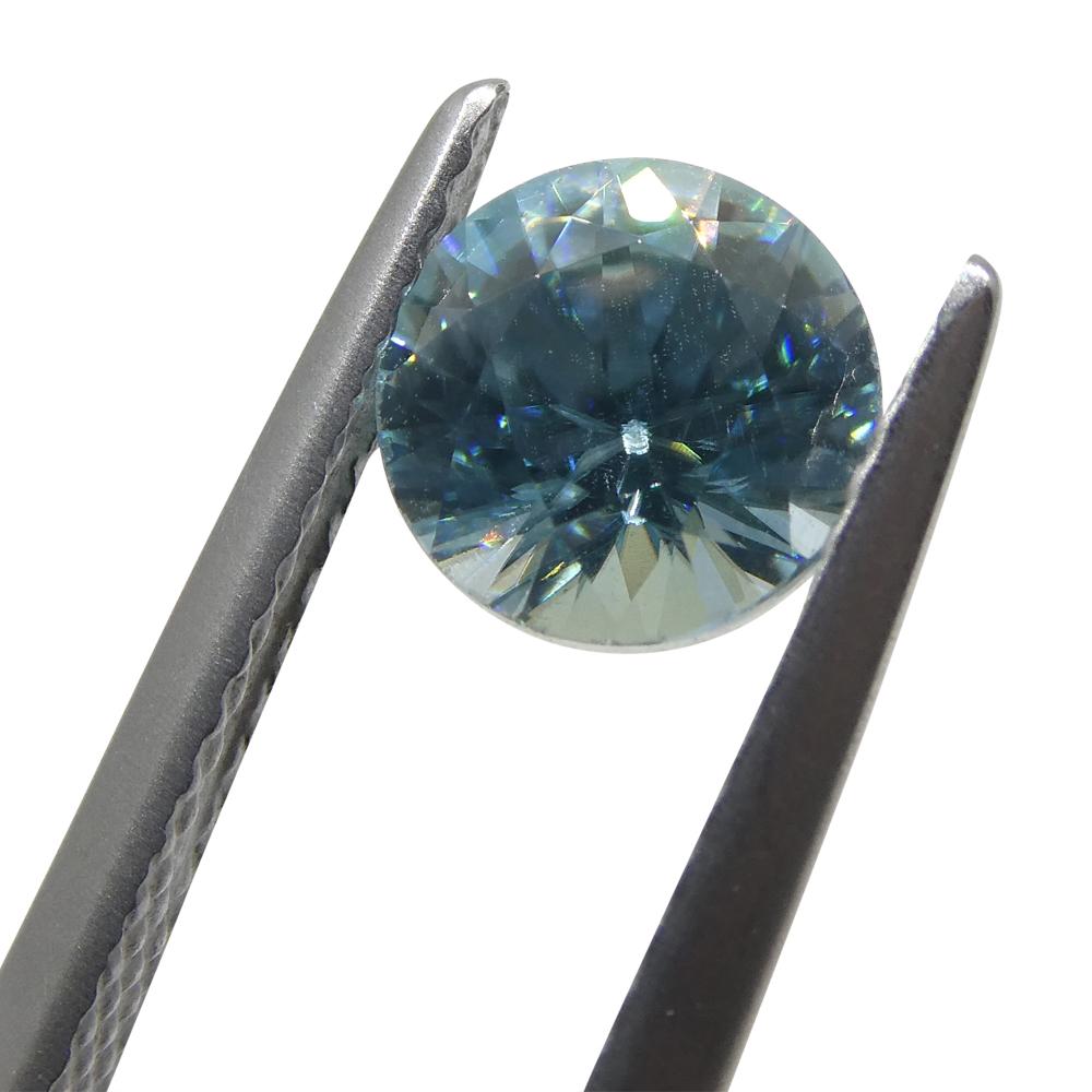 1.75ct Round Diamond Cut Blue Zircon from Cambodia For Sale 7
