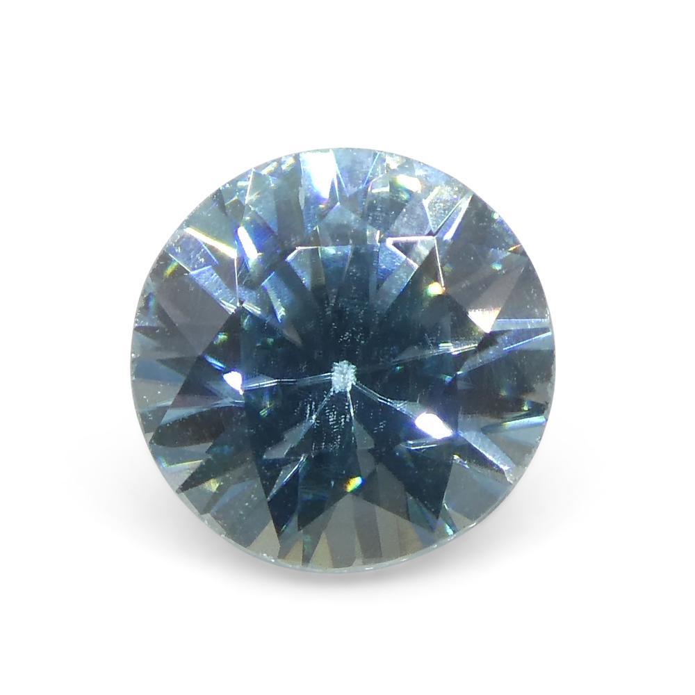 1.75ct Round Diamond Cut Blue Zircon from Cambodia In New Condition For Sale In Toronto, Ontario
