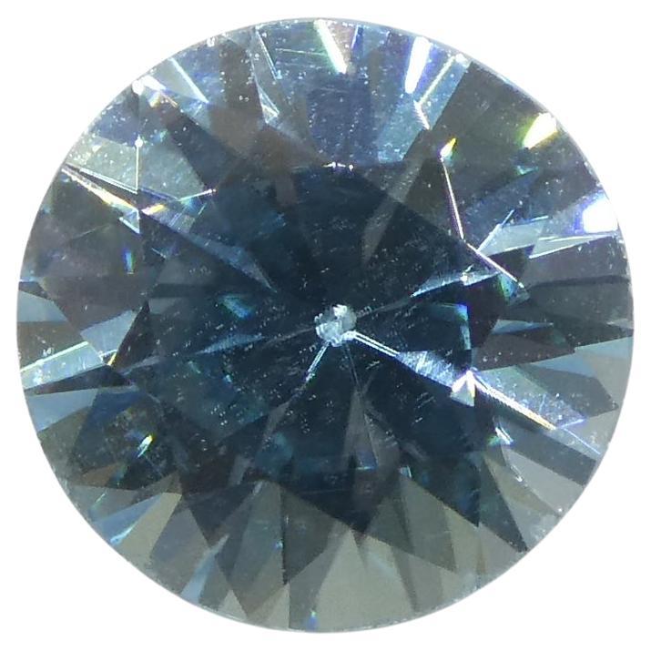 Zircon bleu du Cambodge, taille ronde et diamant de 1,75 carat