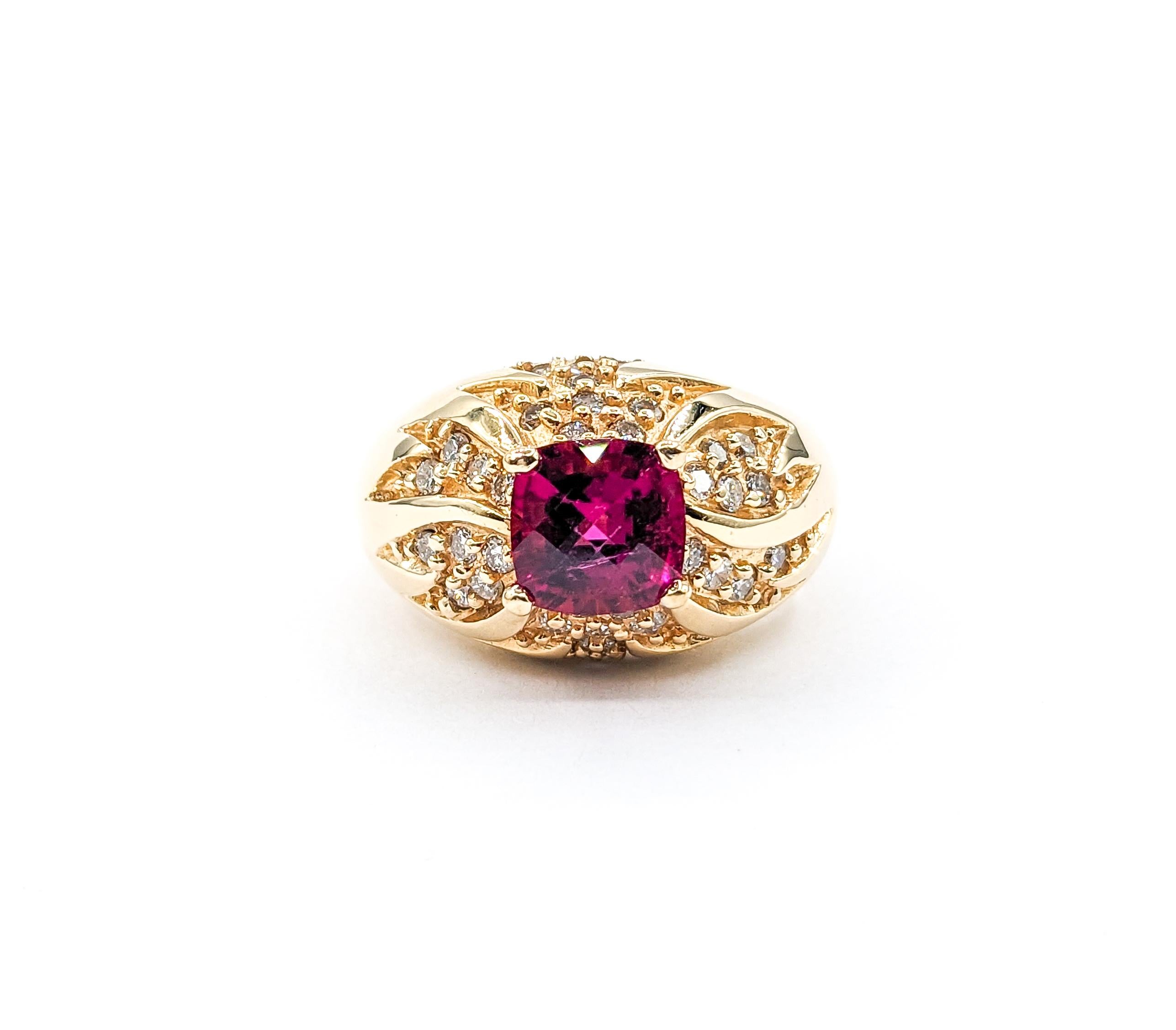 1.75ct Rubelite Tourmaline & .36ctw Diamond Ring In Yellow Gold 6