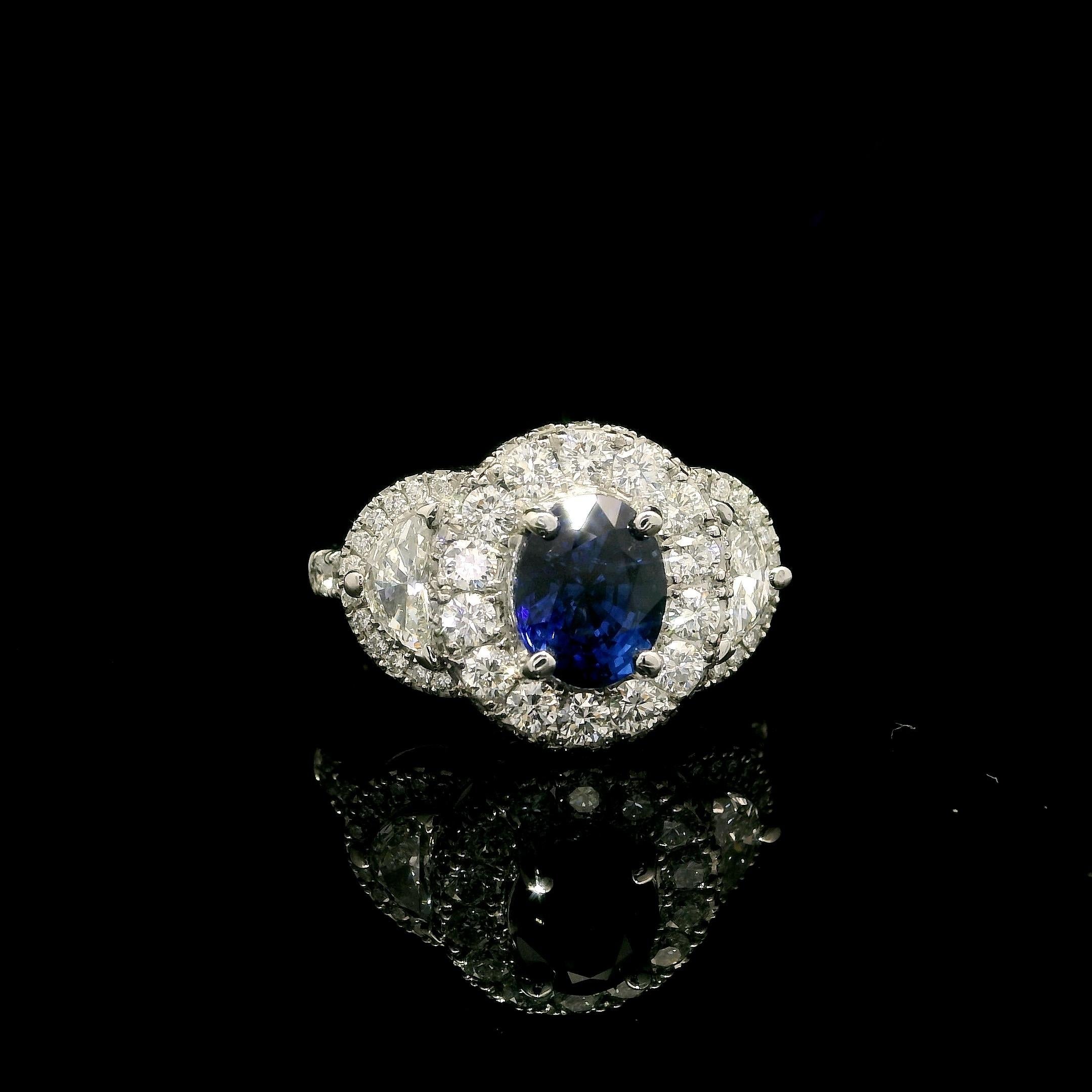 Anello con zaffiro e diamante da 1,75 carati In condizioni Nuovo in vendita a Ramat Gan, IL