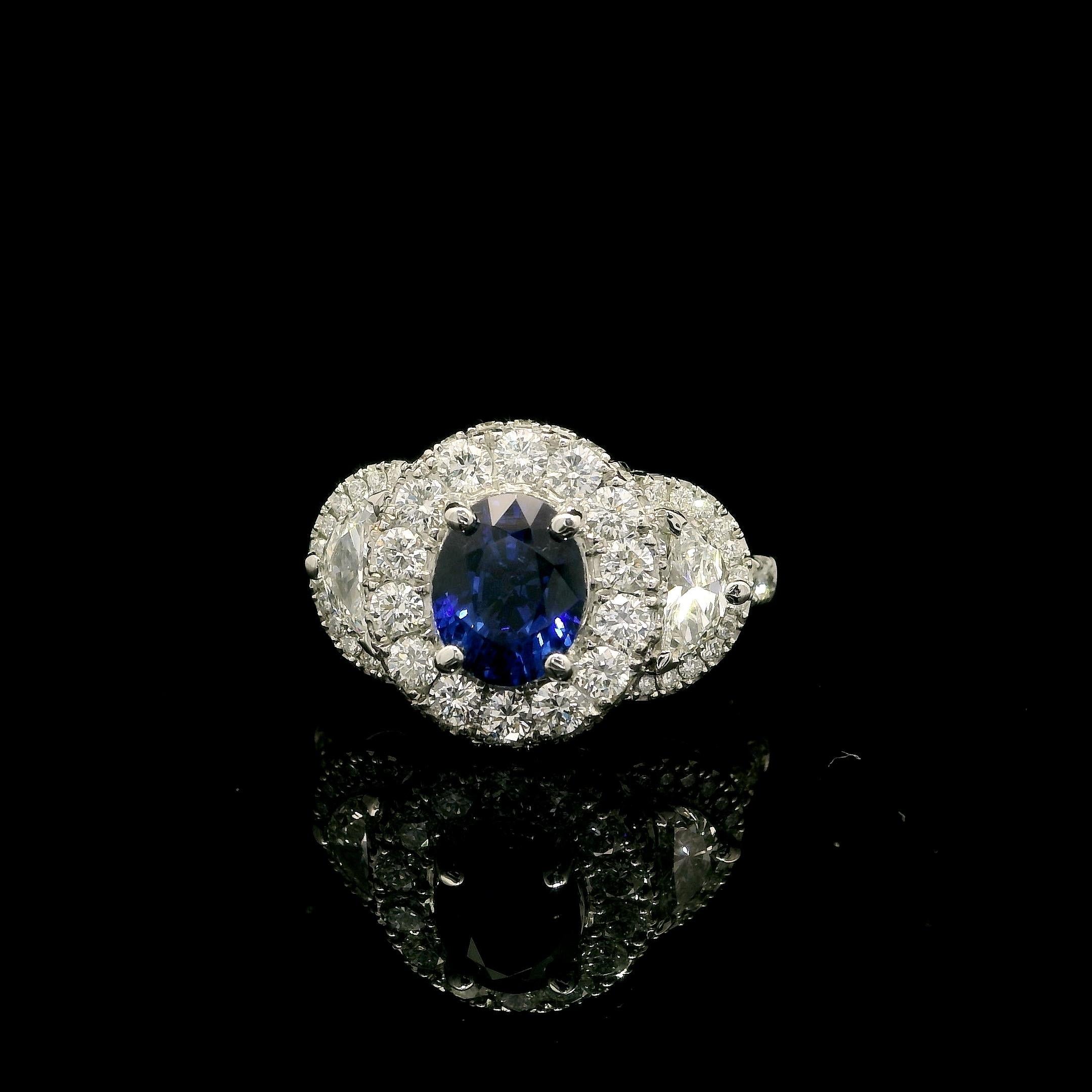 Uomo Anello con zaffiro e diamante da 1,75 carati in vendita