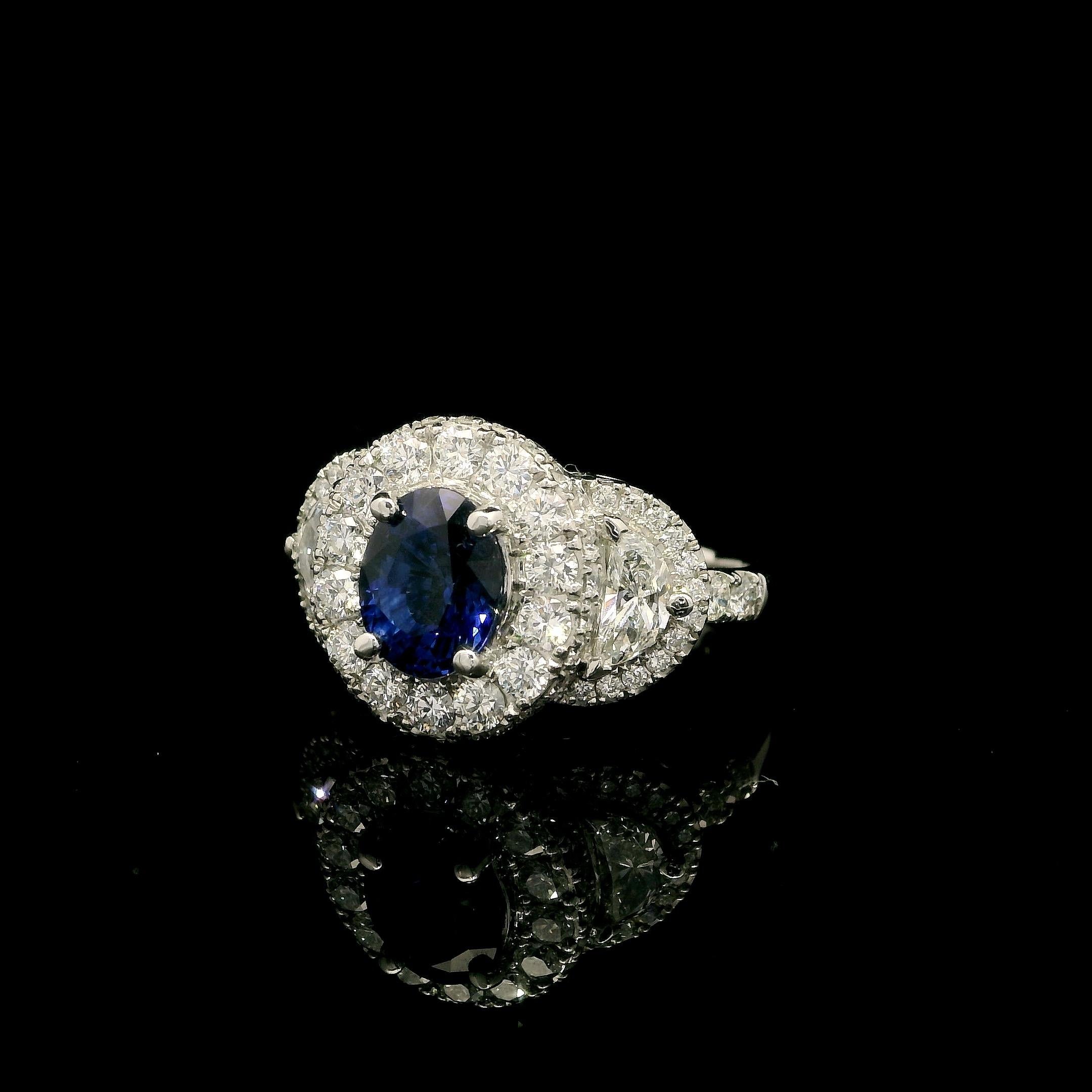 Anello con zaffiro e diamante da 1,75 carati in vendita 1