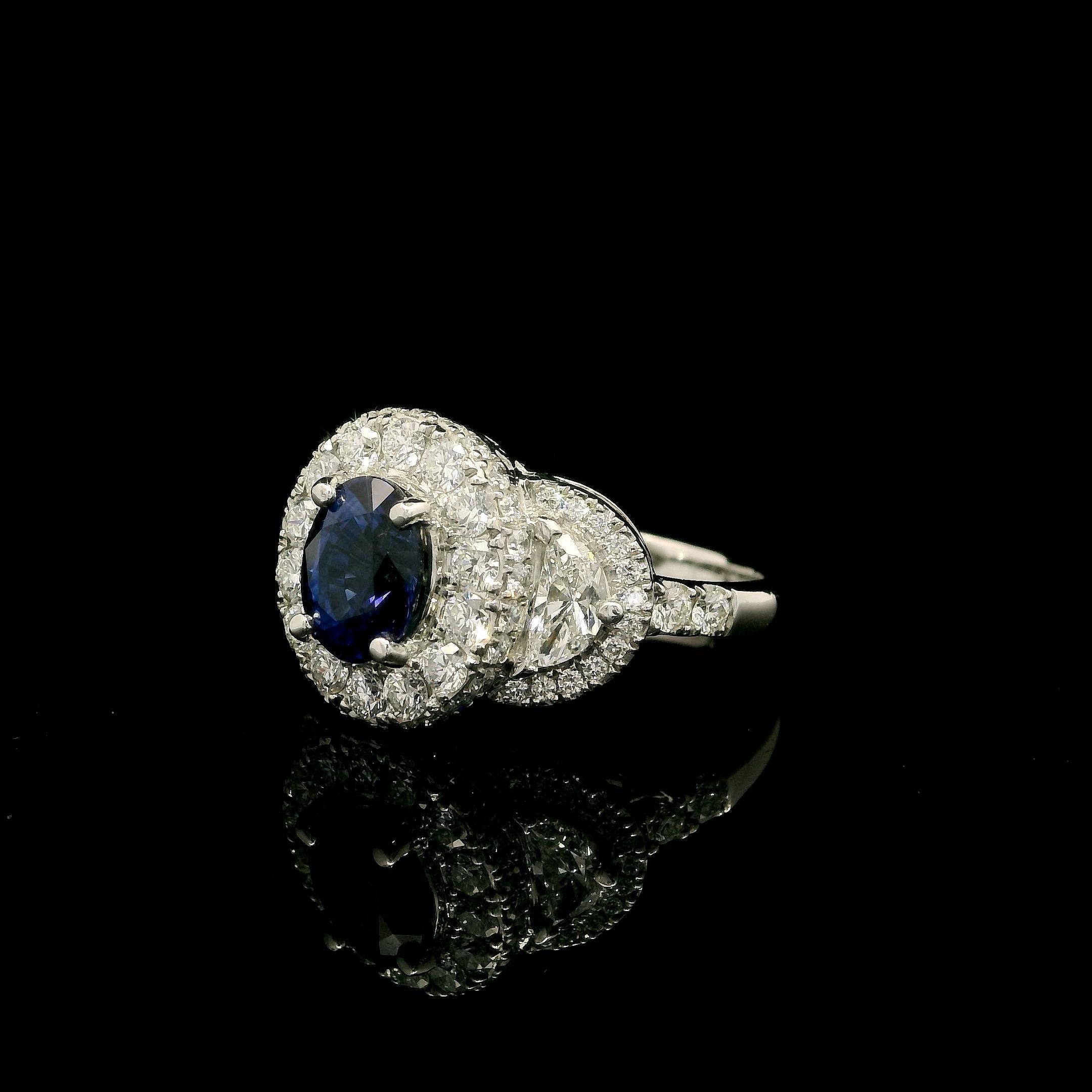 Anello con zaffiro e diamante da 1,75 carati in vendita 2