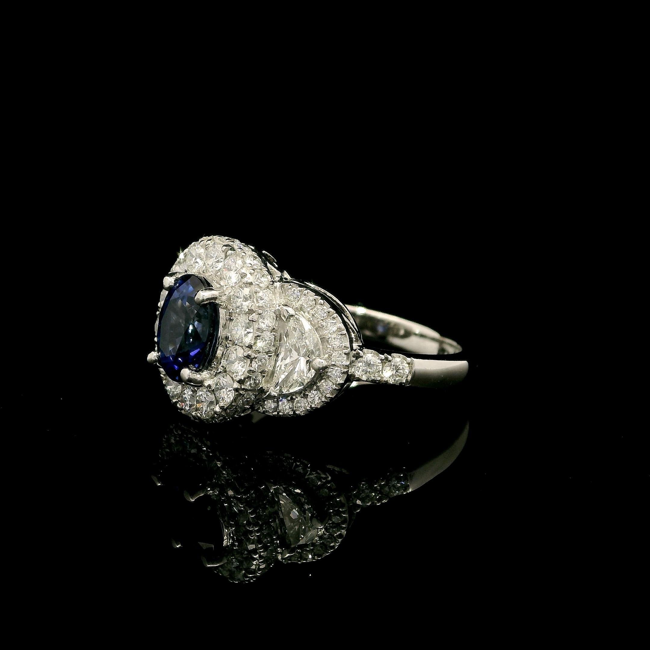 Anello con zaffiro e diamante da 1,75 carati in vendita 3