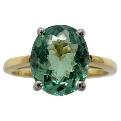 1,75ct Vivid Blue Green Turmalin Oval Cut 18k Gelb Weißgold Solitär Ring