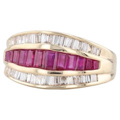 1.75ctw Channel Set Ruby Diamond Ring 14k Yellow Gold Size 7
