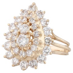 1.75ctw Diamond Cluster Teardrop Ring 14k Yellow Gold Size 5.5 Cocktail