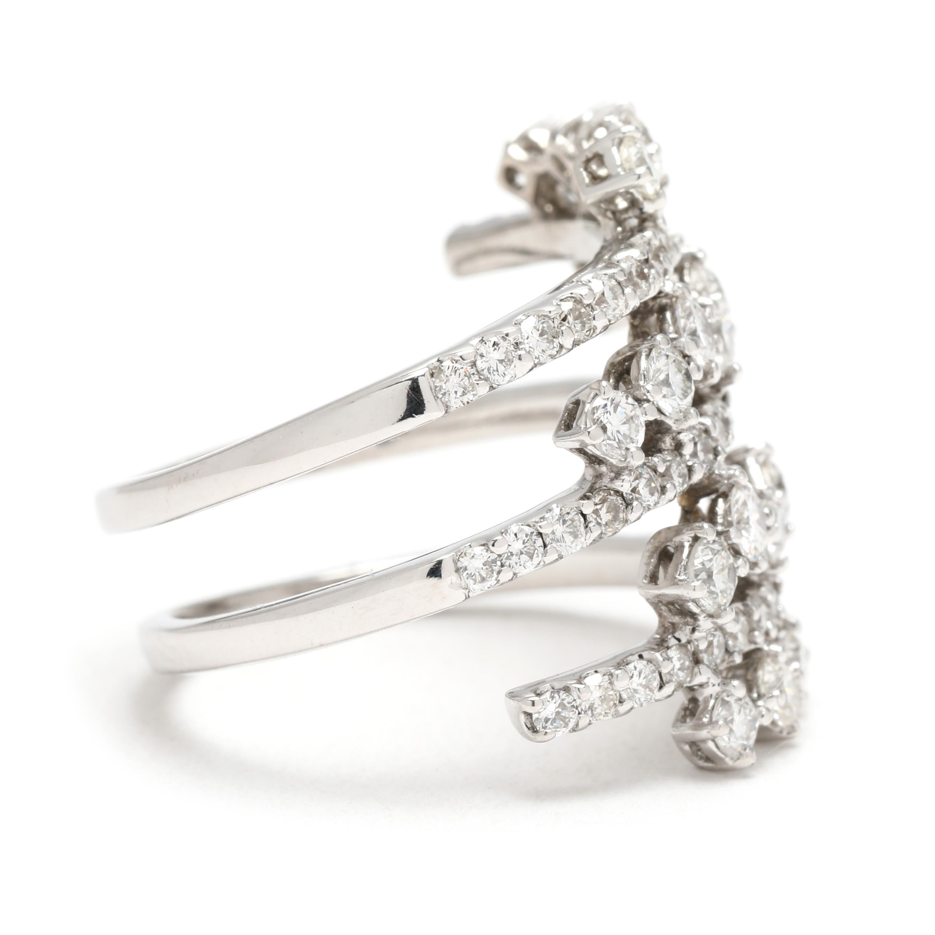 Steine:
Diamant
runder Brillantschliff
etwa 1,75 Karat insgesamt
Farbe FG/ Reinheit VS2-SI2

Ring Größe 6.5

Erhebung vom Finger: 2.7 mm

Länge: 0,75 Zoll.

Gewicht: 4,5 dwts/ 7 Gramm

Briefmarken: 