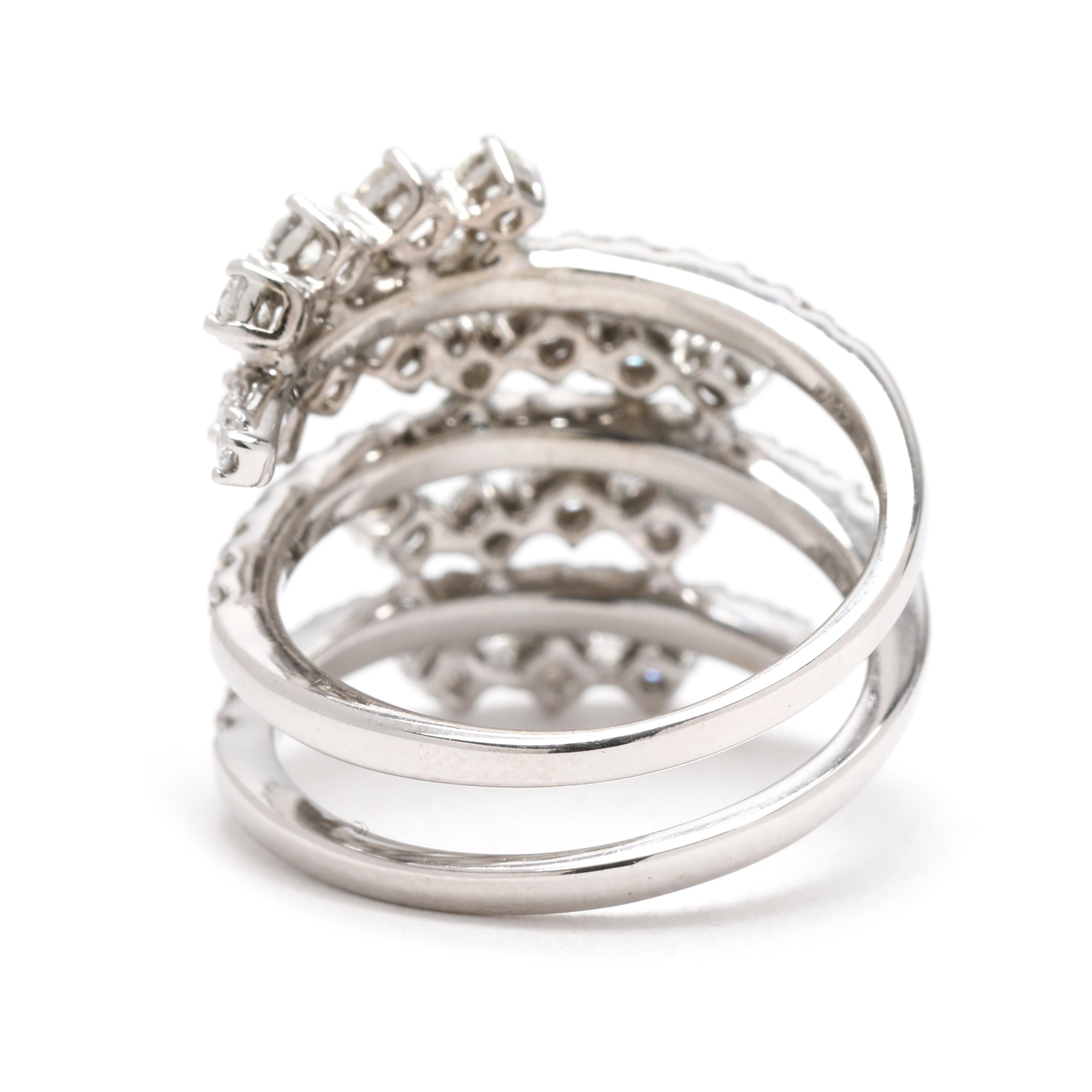1,75ctw Diamond Cluster Wrap Ring, 18k Weißgold, Ringgröße 6,5 (Rundschliff) im Angebot