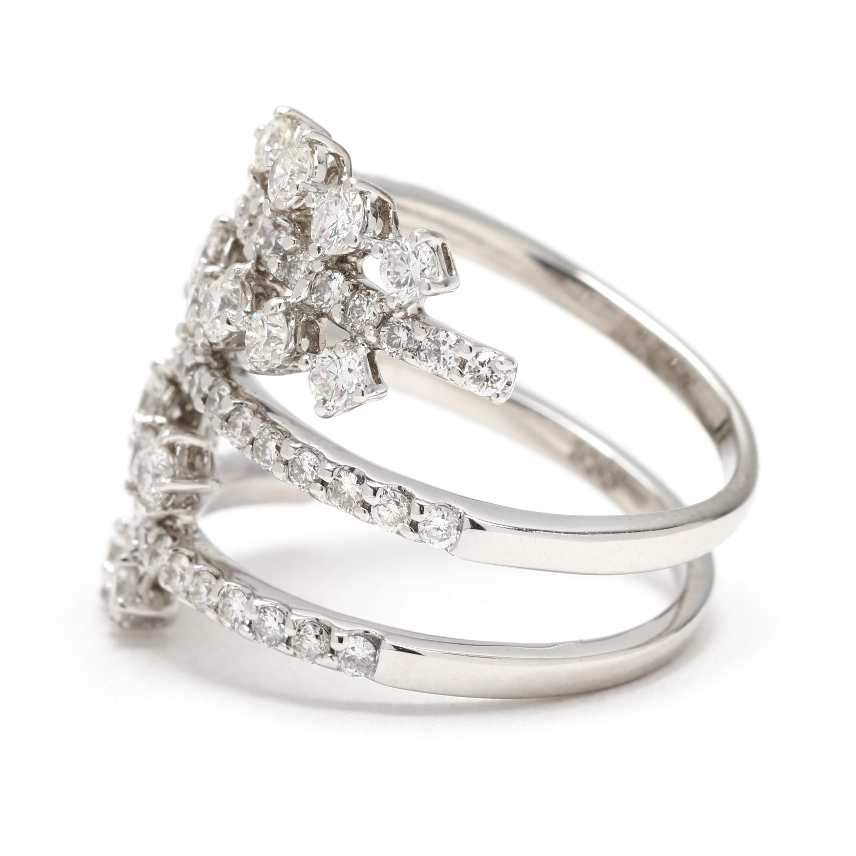 1,75ctw Diamond Cluster Wrap Ring, 18k Weißgold, Ringgröße 6,5 im Zustand „Gut“ im Angebot in McLeansville, NC