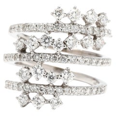 1.75ctw Diamond Cluster Wrap Ring, 18k White Gold, Ring Size 6.5