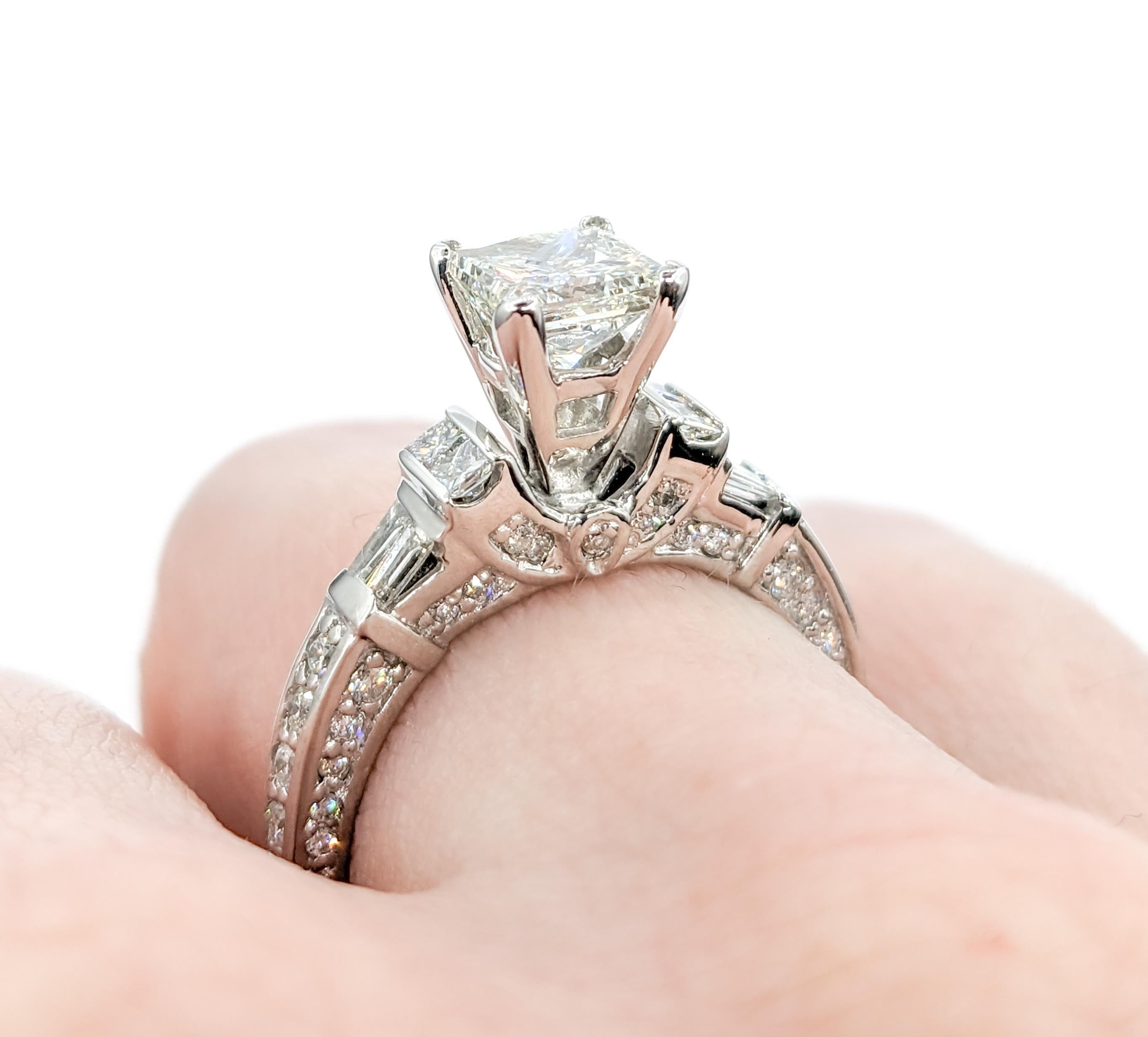 1.75ctw Diamond Engagement Ring In 950pt Platinum For Sale 6