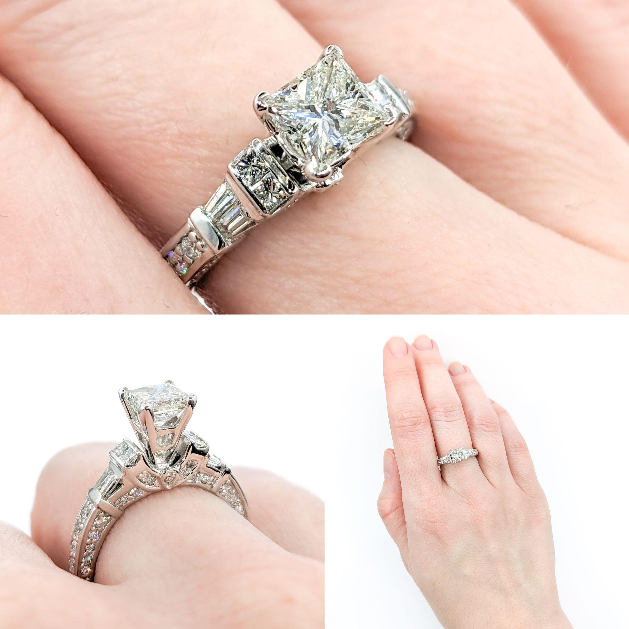 Contemporary 1.75ctw Diamond Engagement Ring In 950pt Platinum For Sale