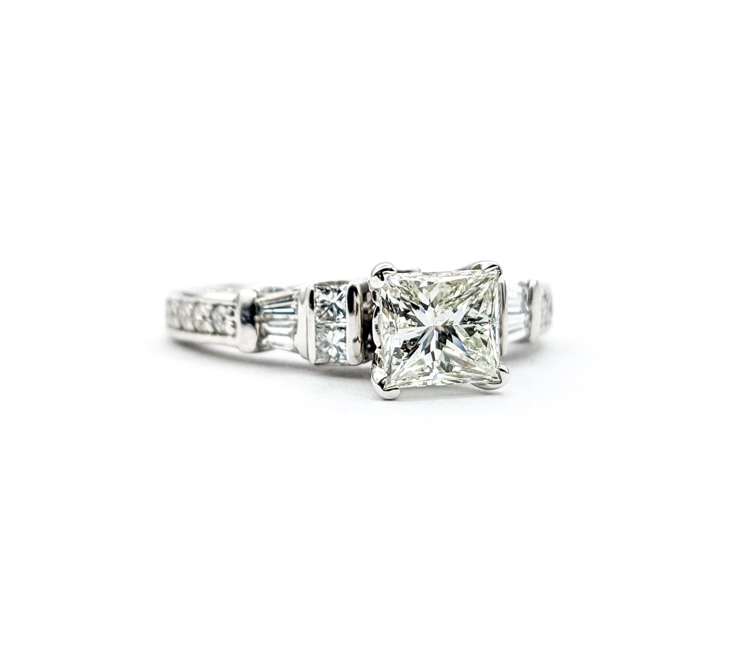 Princess Cut 1.75ctw Diamond Engagement Ring In 950pt Platinum For Sale