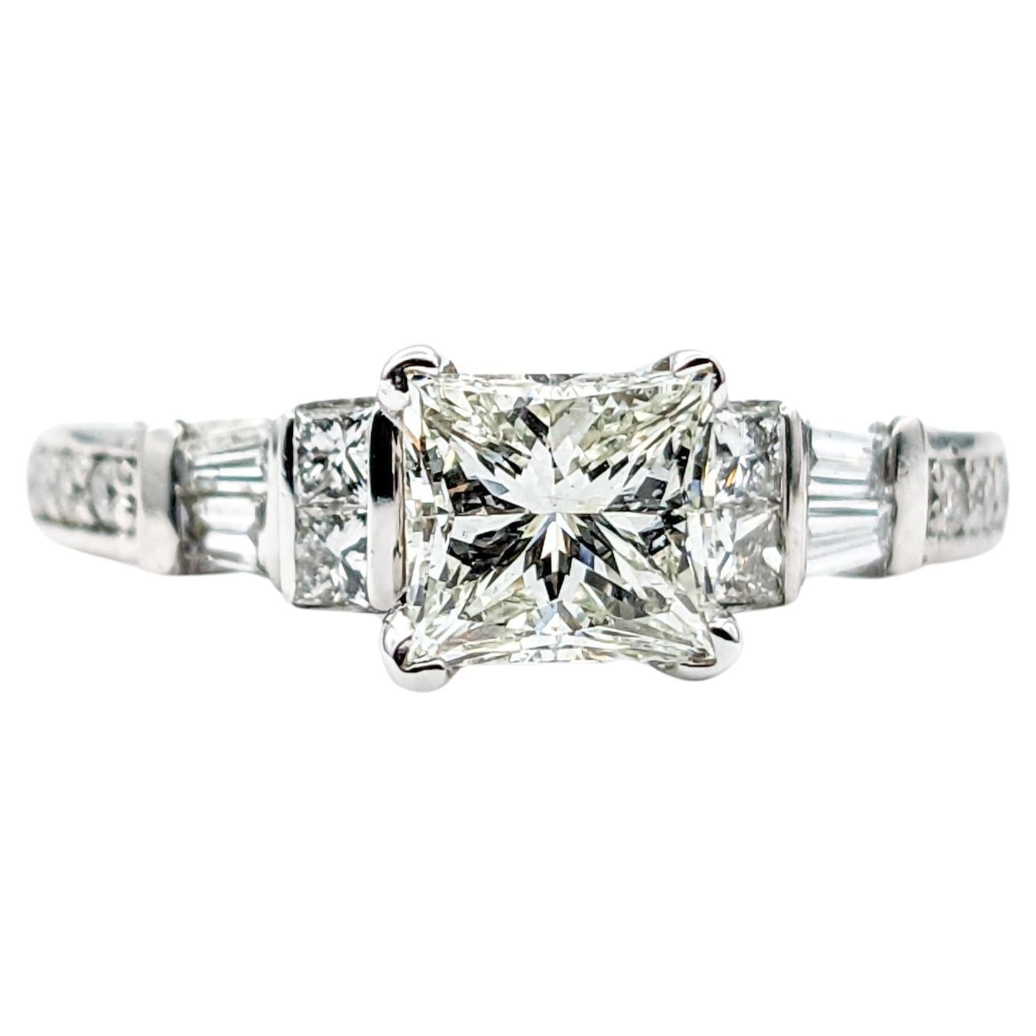 1.75ctw Diamond Engagement Ring In 950pt Platinum For Sale