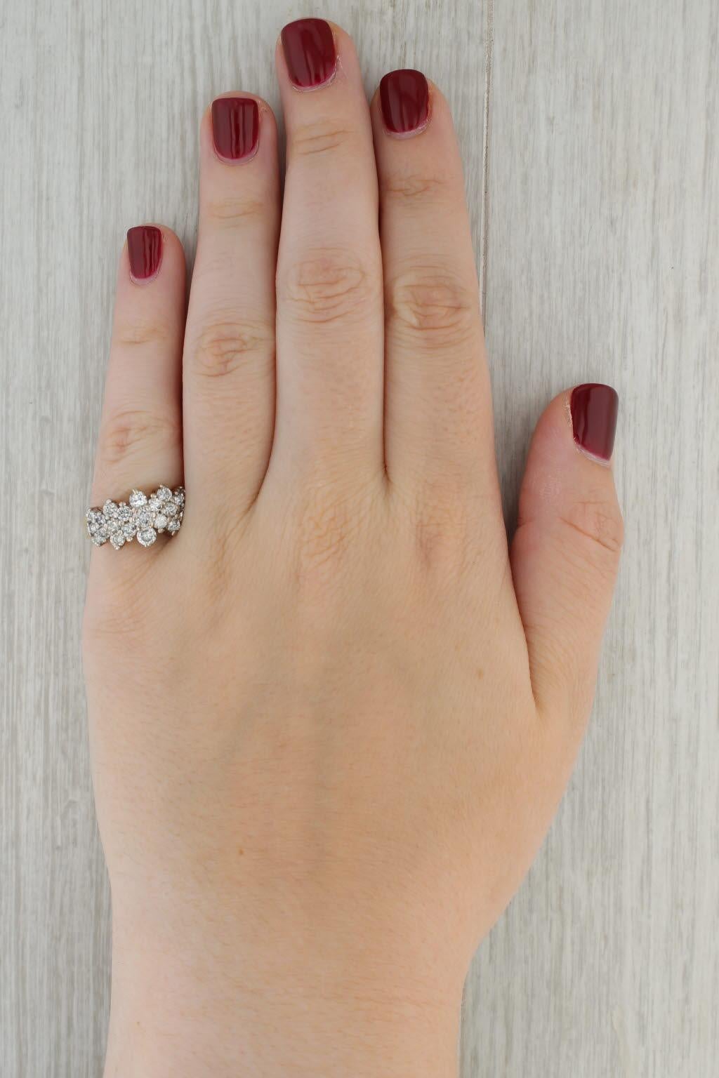 1.75ctw Diamond Flower Clusters Ring 14k Yellow White Gold Size 7 4