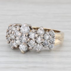 1.75ctw Diamond Flower Clusters Ring 14k Yellow White Gold Size 7