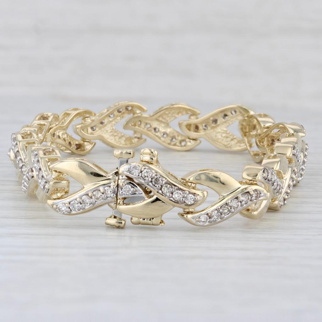  1.75ctw Diamond Woven Tennis Bracelet 14k Yellow Gold 6.5