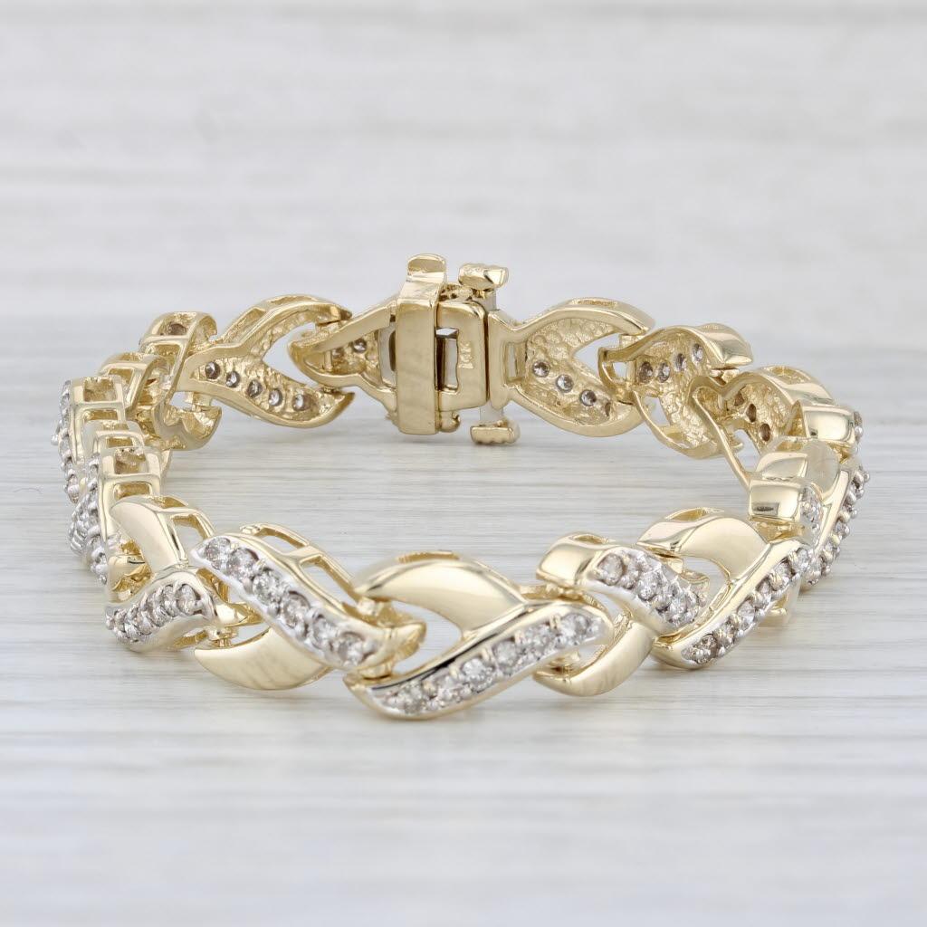 1.75ctw Diamond Woven Tennis Bracelet 14k Yellow Gold 6.5" 8.7mm