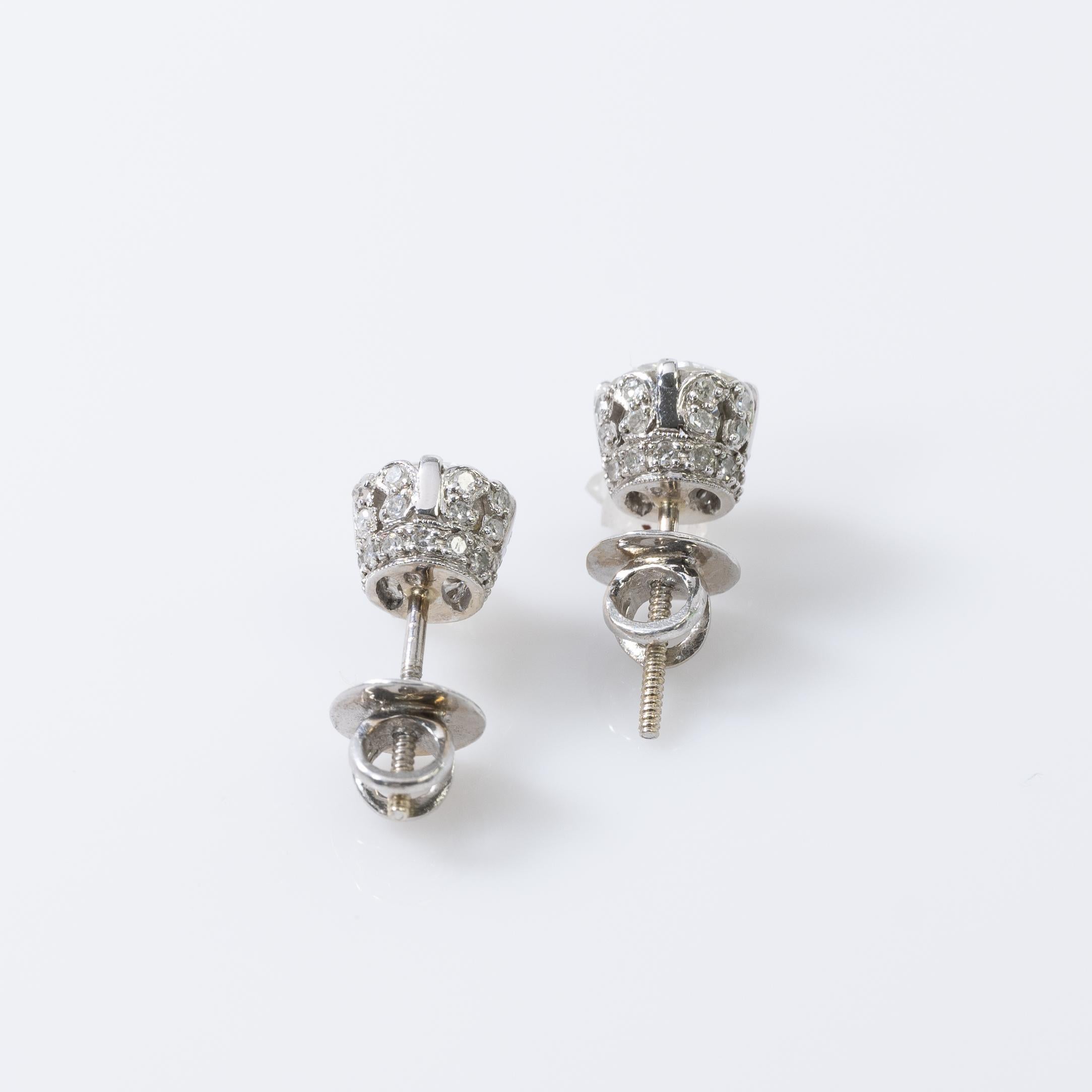 Women's 1.75ctw Vintage Old European Cut Diamond Studs in 18k White Gold
