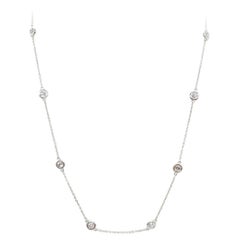 1.76 Carat 10 Station Diamond by the Yard Necklace 14 Karat White Gold 16"