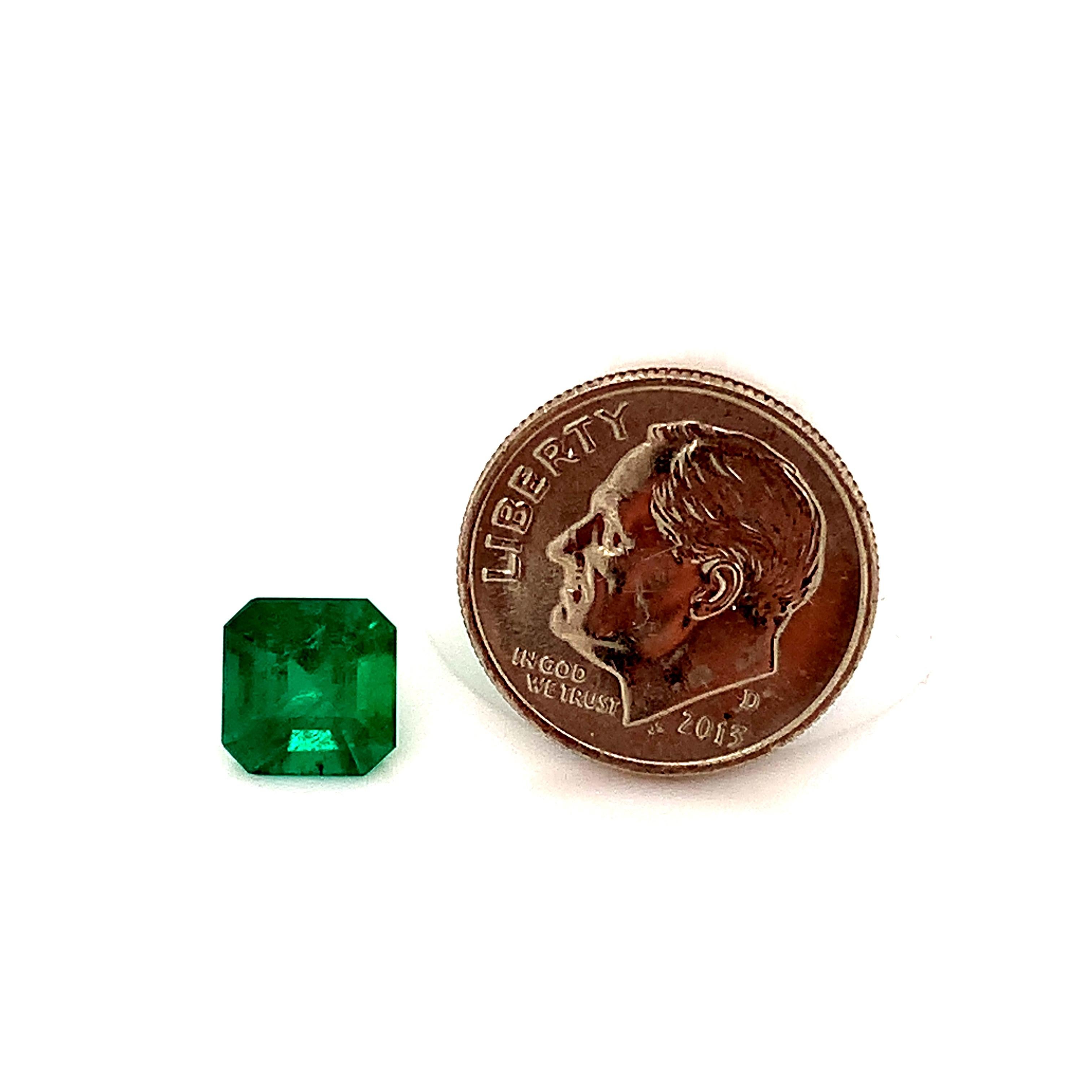 1.76 Carat Brazilian Emerald, Unset Loose Gemstone, GIA Certified  For Sale 2