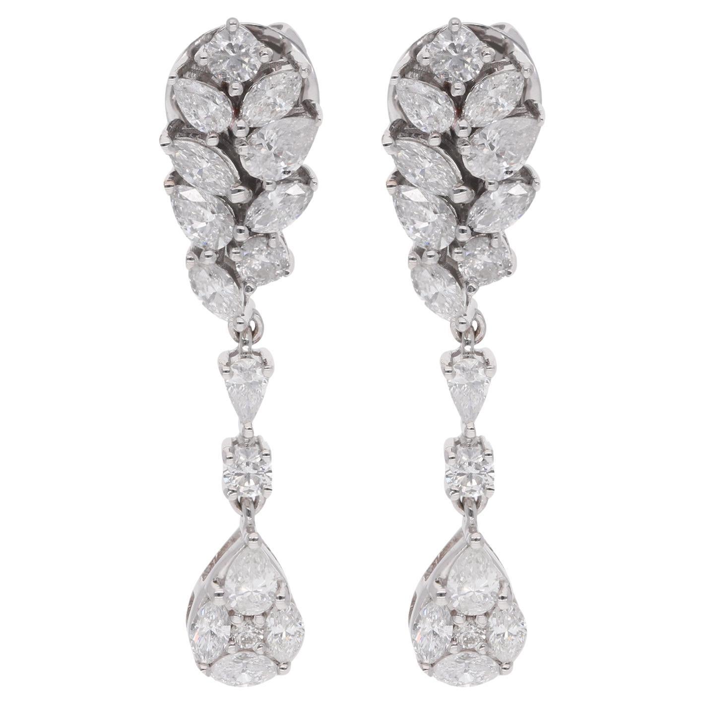 Orecchini a goccia con cluster di diamanti da 1,76 carati in oro bianco 14 carati Gioielli di pregio