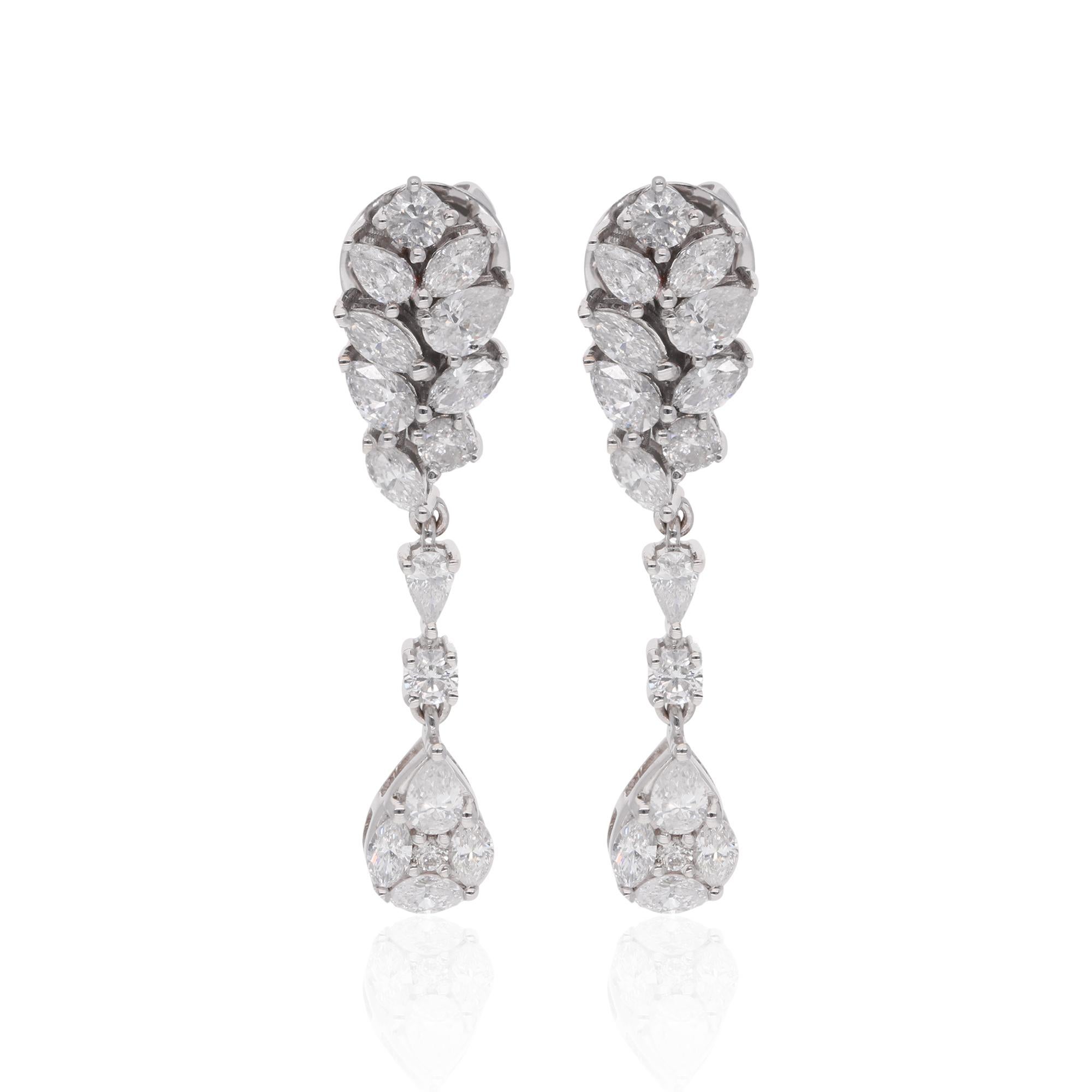 Modern 1.76 Carat Diamond Dangle Earrings 18 Karat White Gold Handmade Fine Jewelry For Sale
