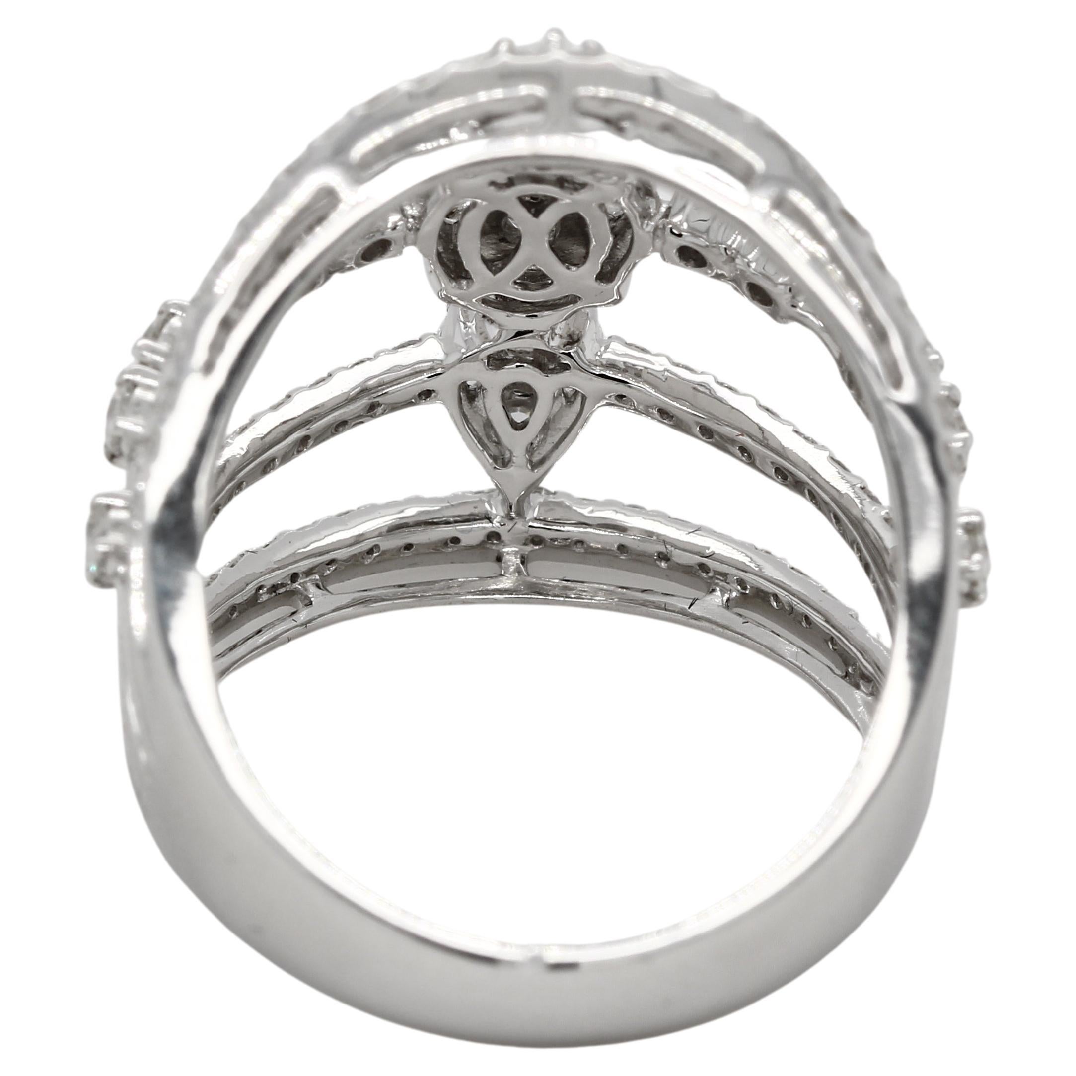 For Sale:  1.76 Carat Diamond Illusion Wedding Ring in 18 Karat Gold 2