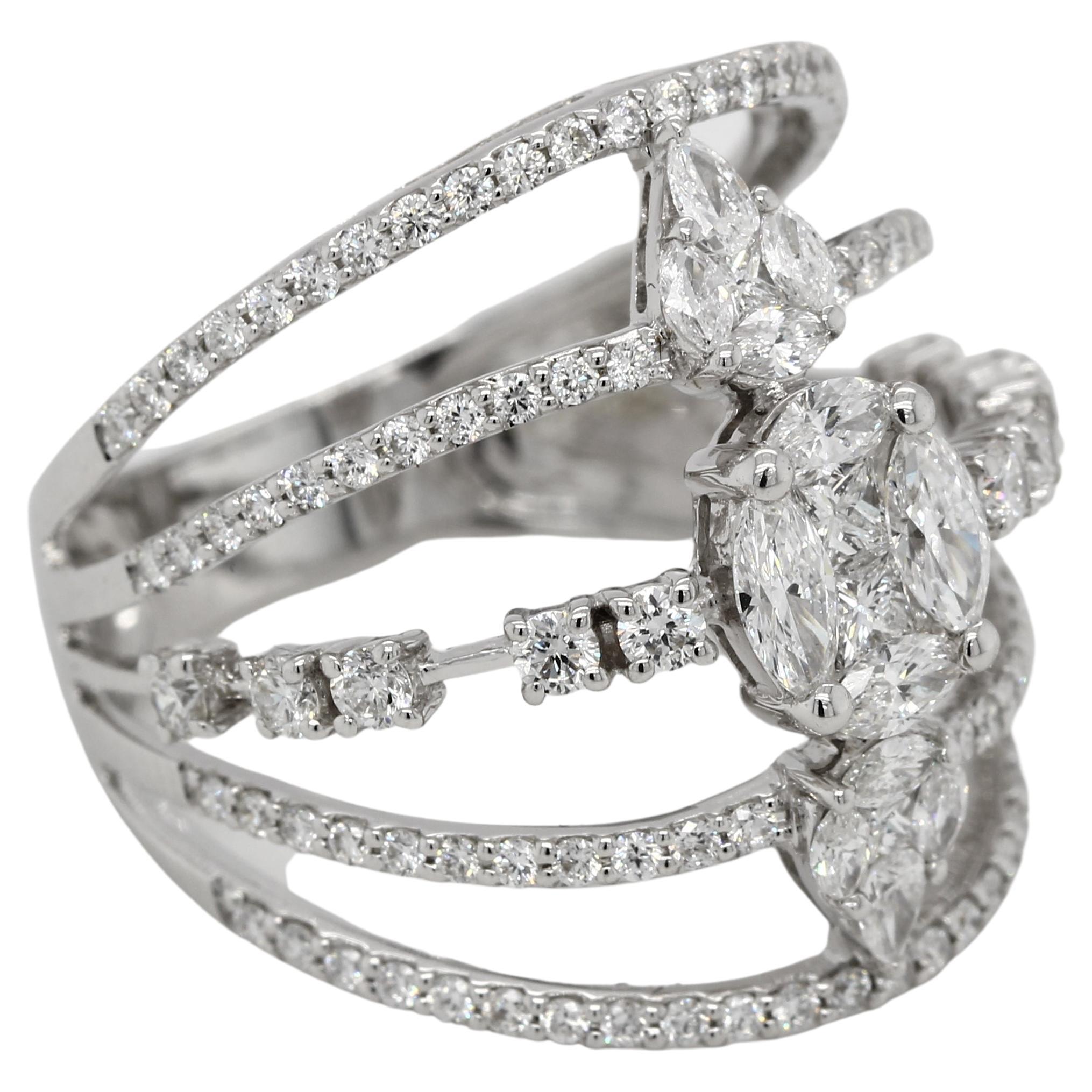 For Sale:  1.76 Carat Diamond Illusion Wedding Ring in 18 Karat Gold 3